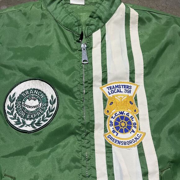 Vintage 70s Greensboro Green Boxy Striped Light Jacket - Picture 2 of 6